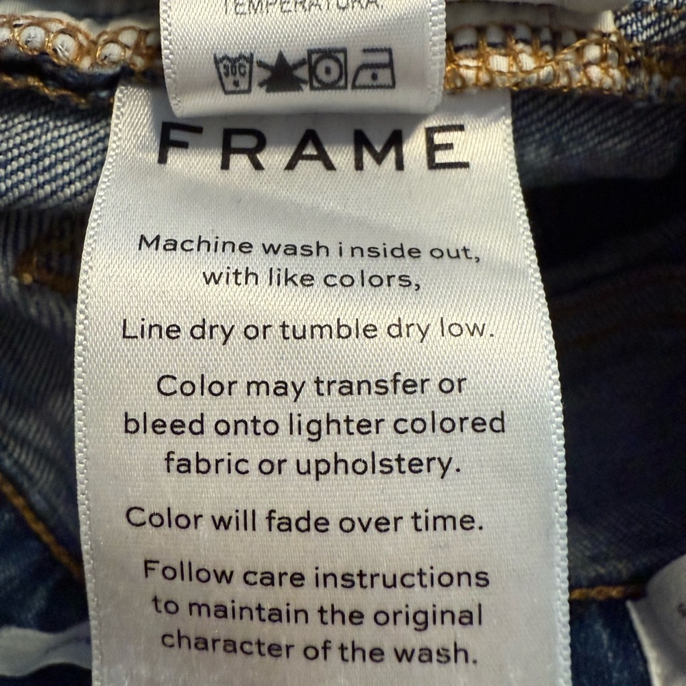 Frame Denim “Le High Straight” Distressed Cropped Jeans w/ Frayed Hems - Picture 9 of 9